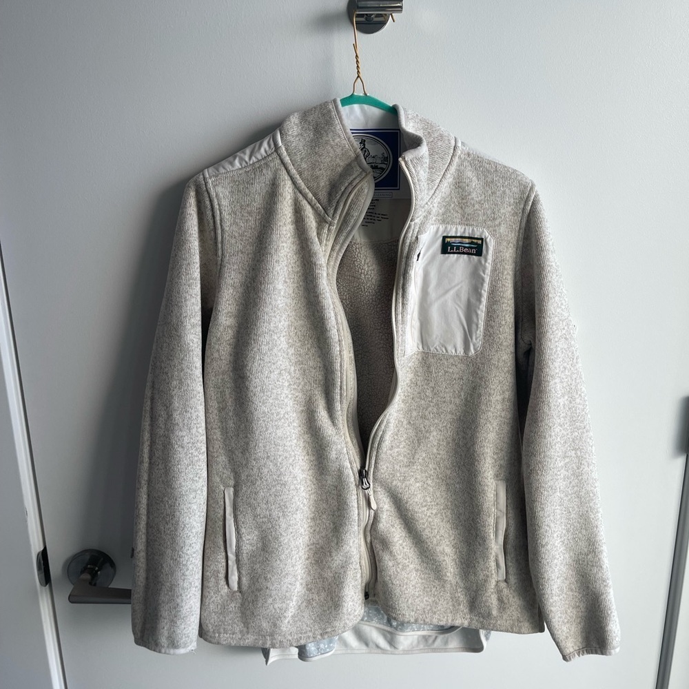 LL Bean Fleece Zip Up Jacket Cream